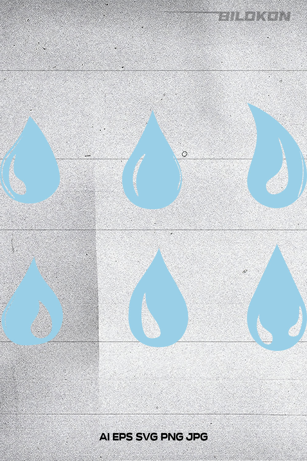 Water Blue Drop Icons Set pinterest image.