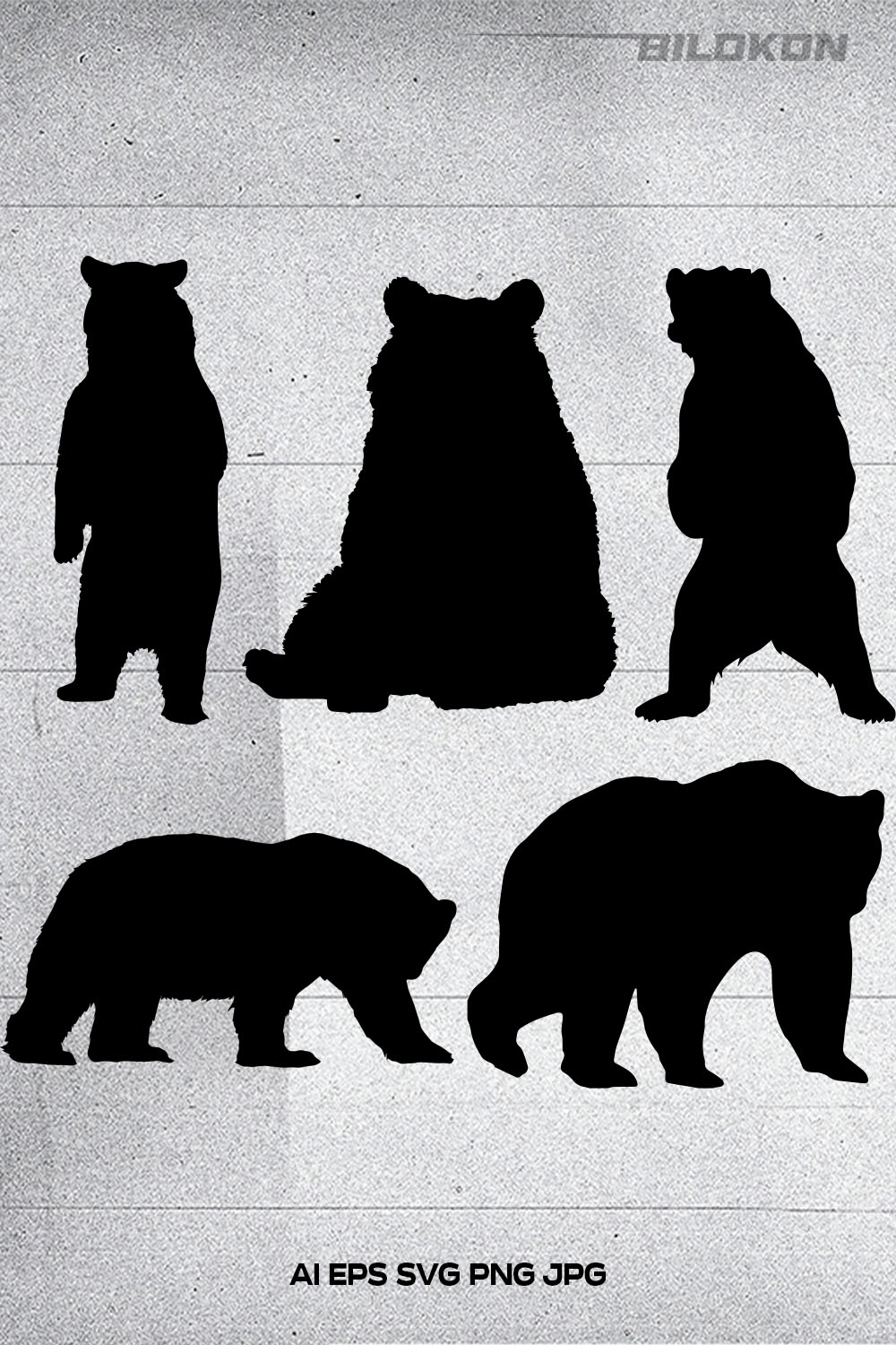 Group of bear silhouettes on a white background.