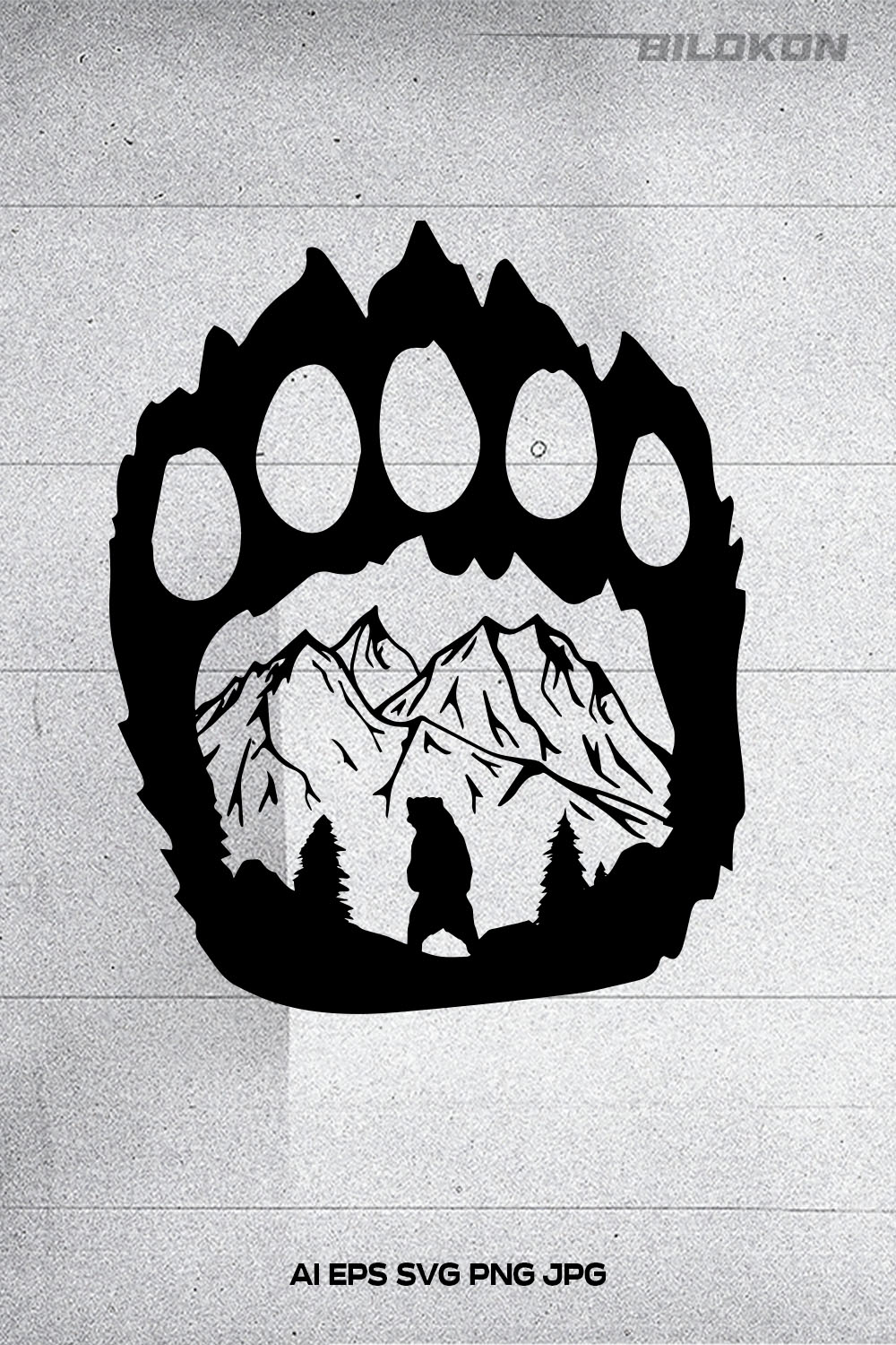 Bear Paw and Mountain Landscape SVG Pinterest image.