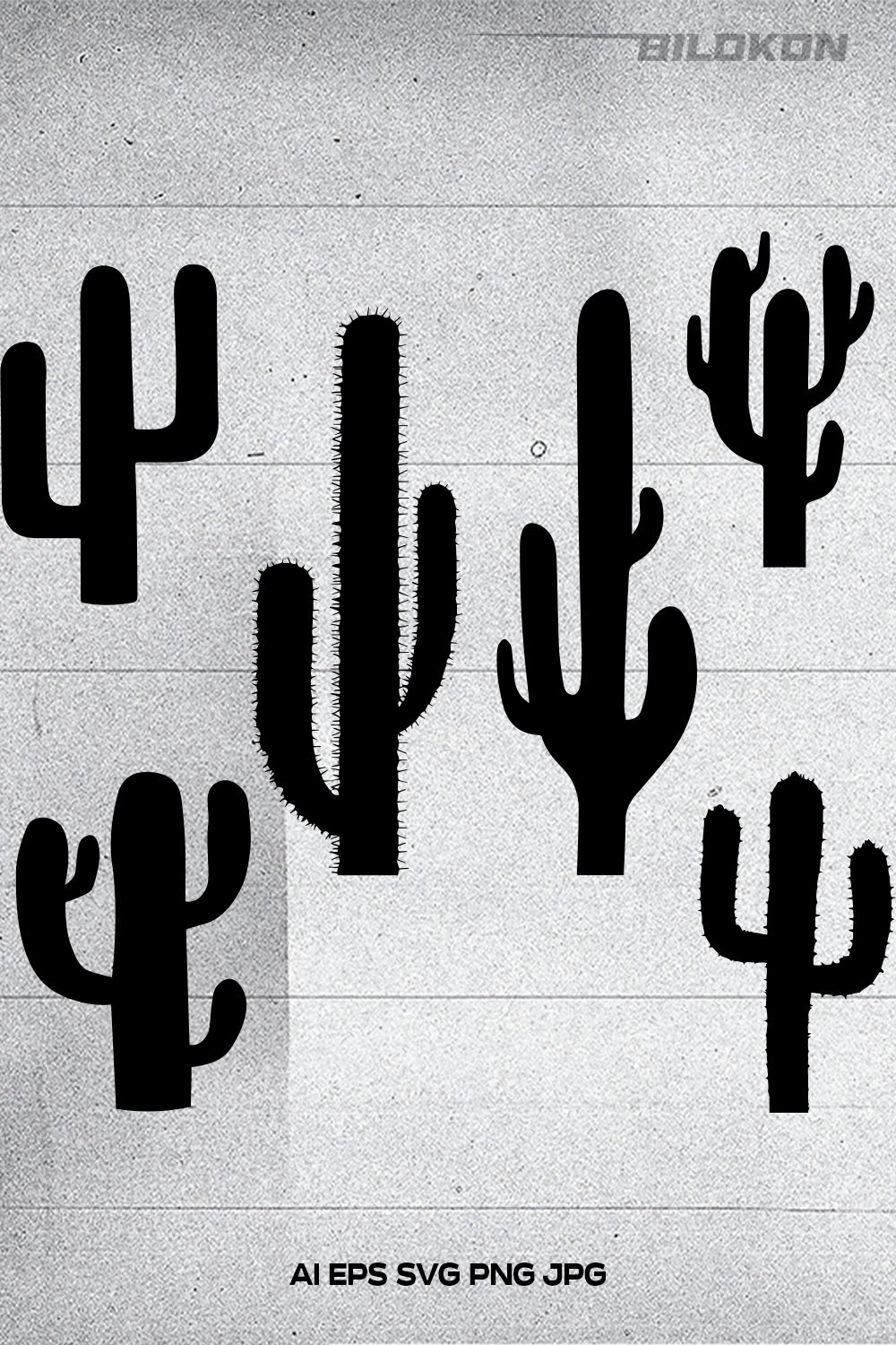 Cactus Silhouettes Set Icon, SVG Vector Illustration - Pinterest.