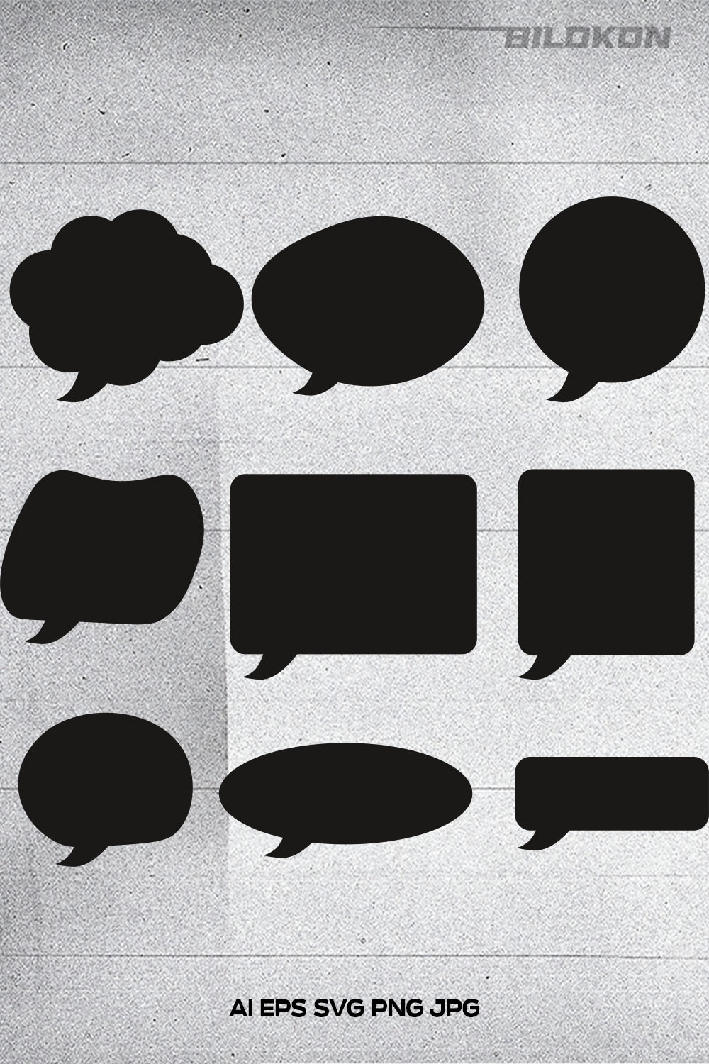 Speech bubble set icon, Talk bubble, Cloud speech bubble, SVG Vector pinterest preview image.