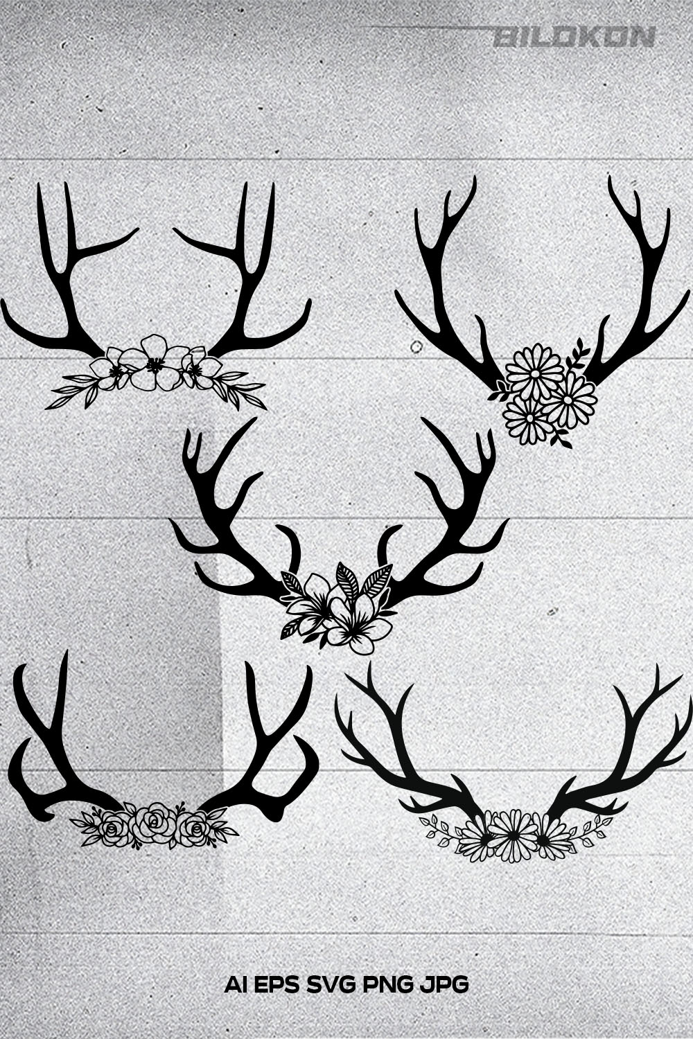 Bunch of antlers that are on a wall.