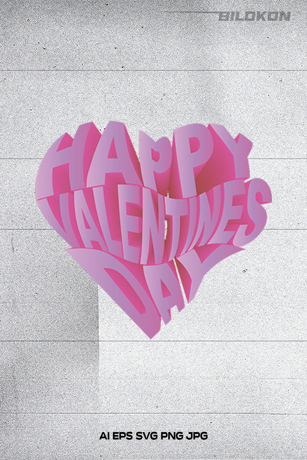 Happy Valentine's Day in Heart Shape 3D SVG Design pinterest image.