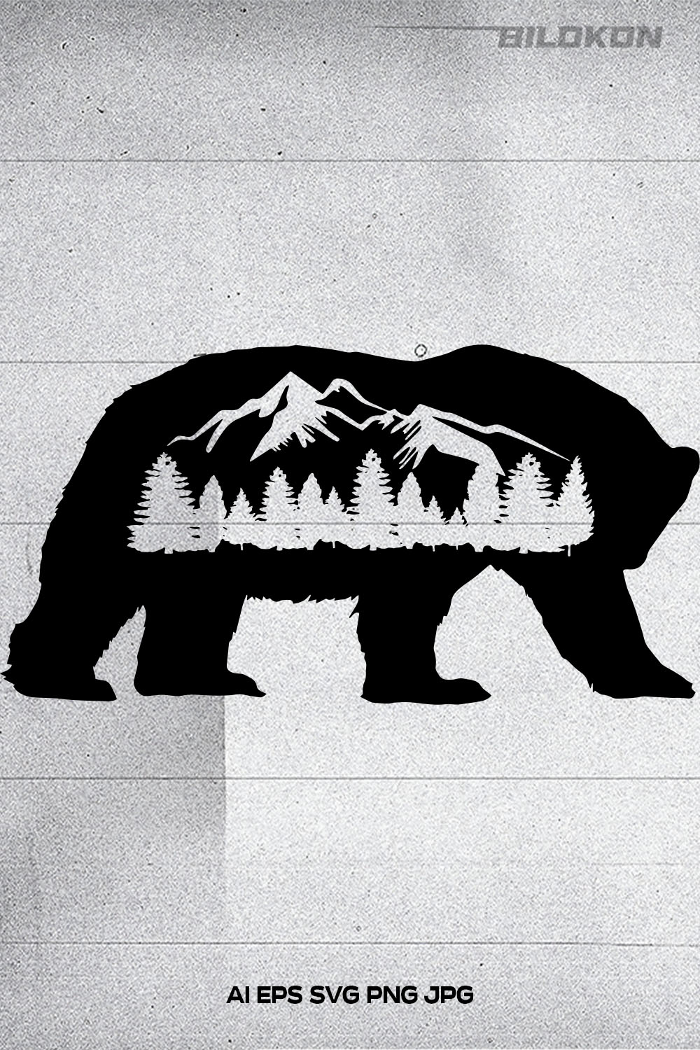 Bear and Mountain Landscape SVG Vector Pinterest image.