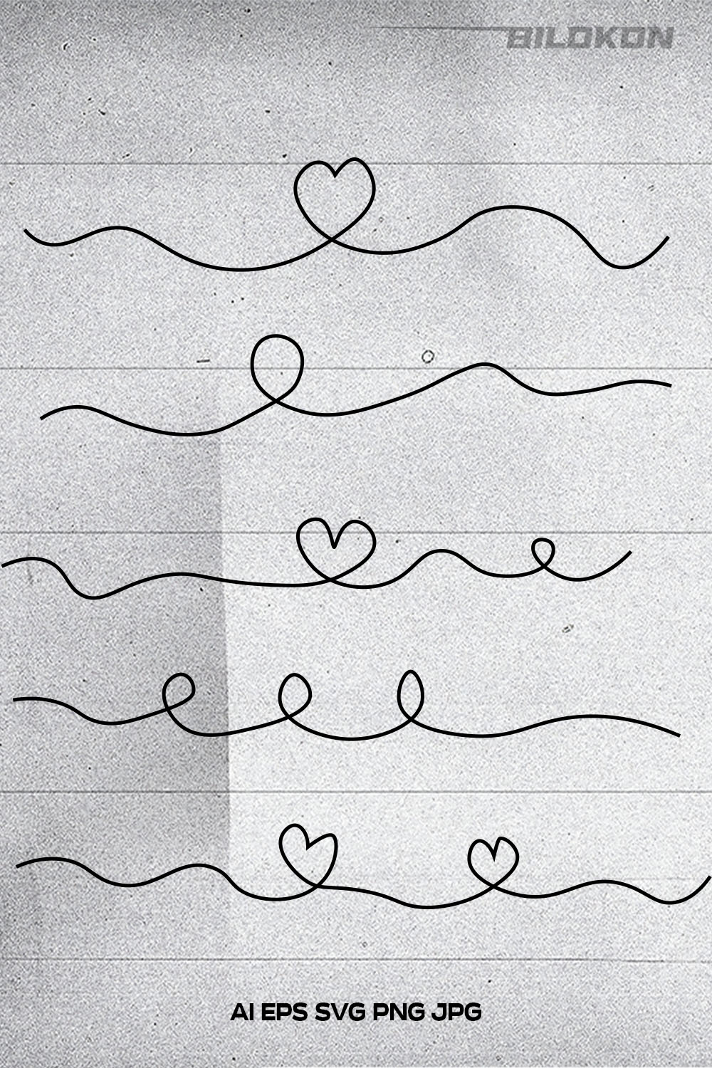 Heart Doodle Line Set pinterest image.