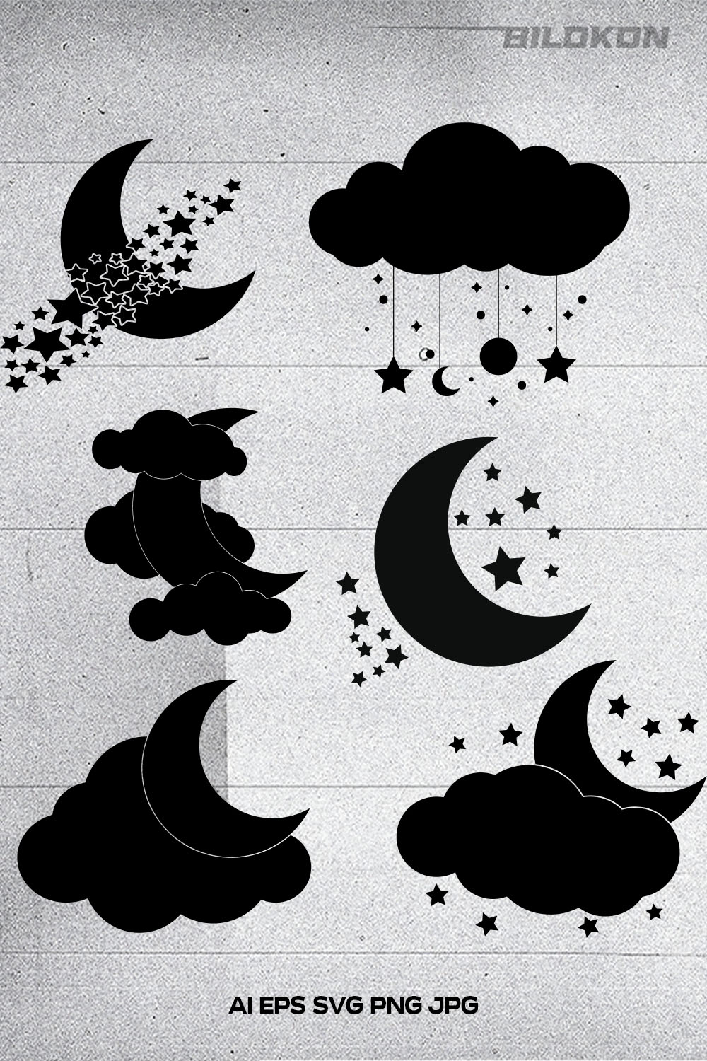 Moon, Clouds and Stars Itsons, Dreams Symbol, SVG Vector - Pinterest.