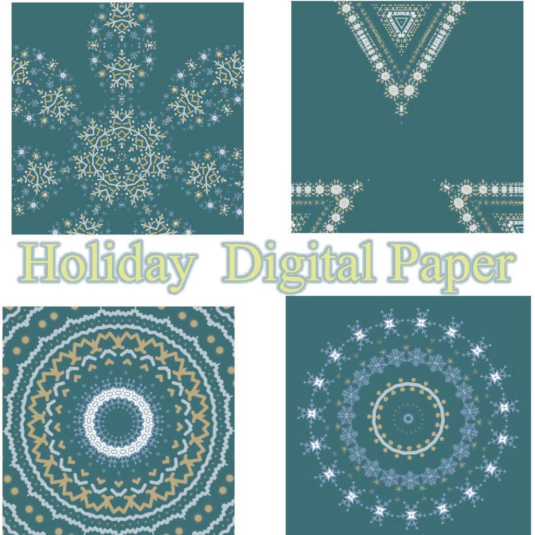 Smokey Teal Digital Paper Holiday Inspired JPG cover image.