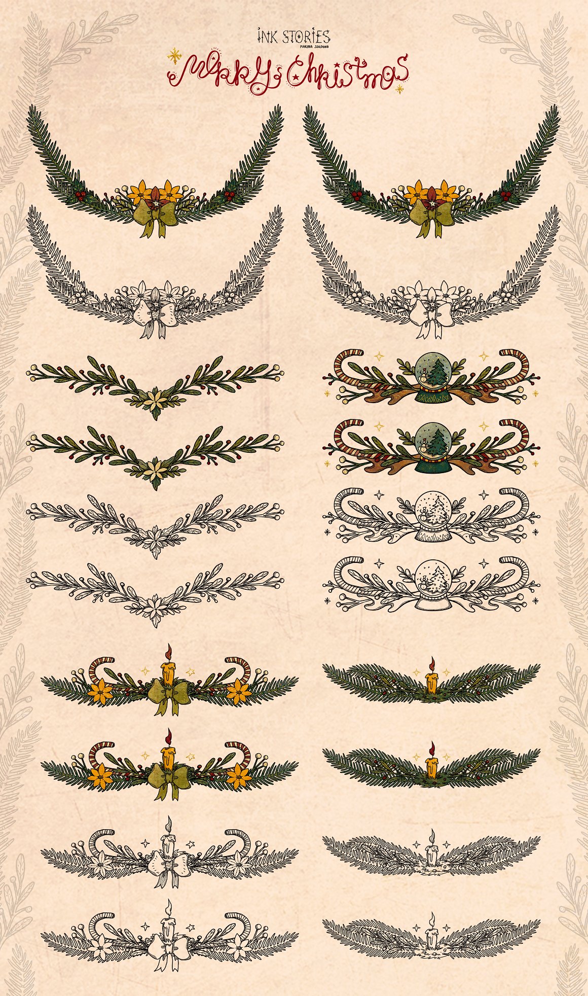 Clipart of different christmas frames.