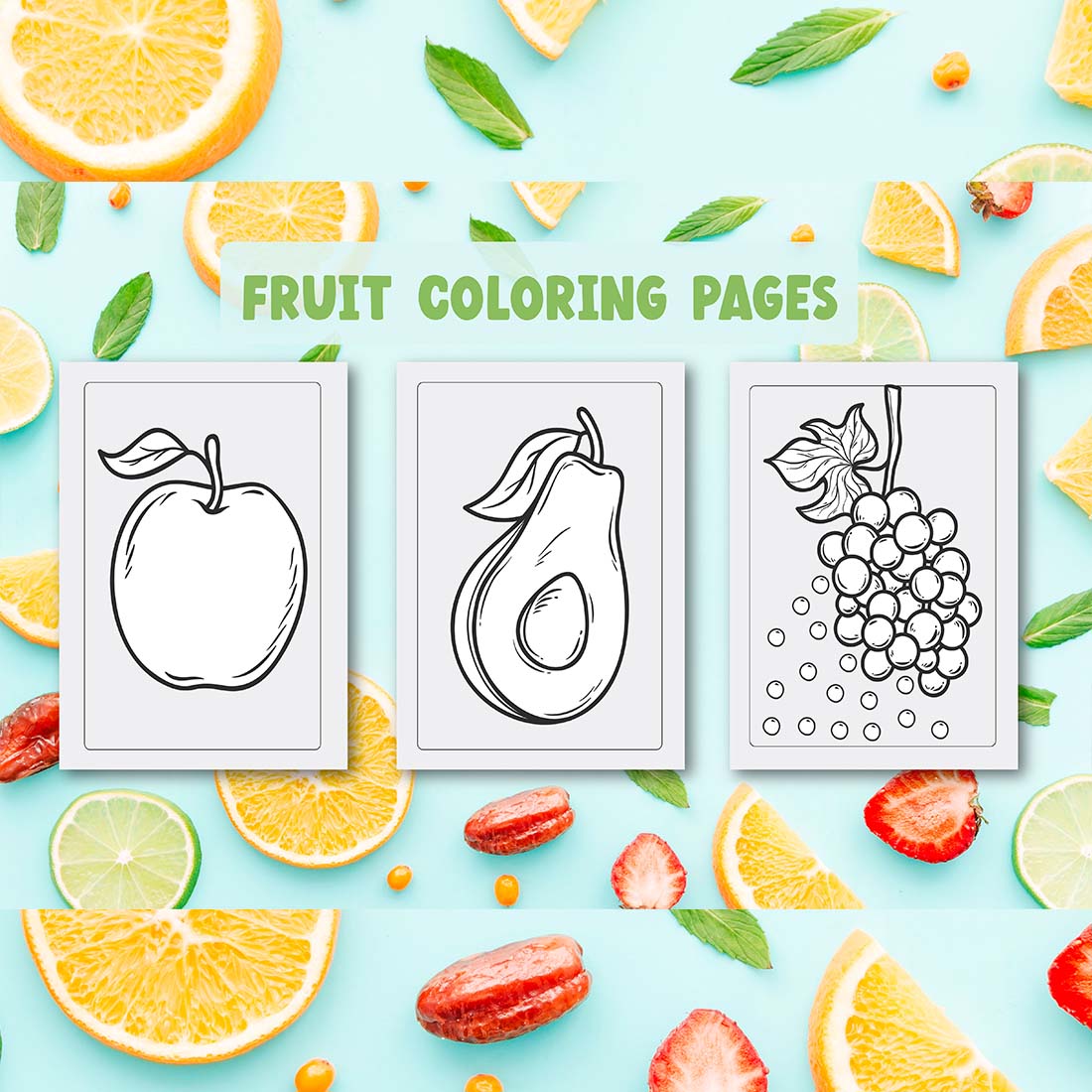 Fruit Coloring Pages KDP Design facebook image.