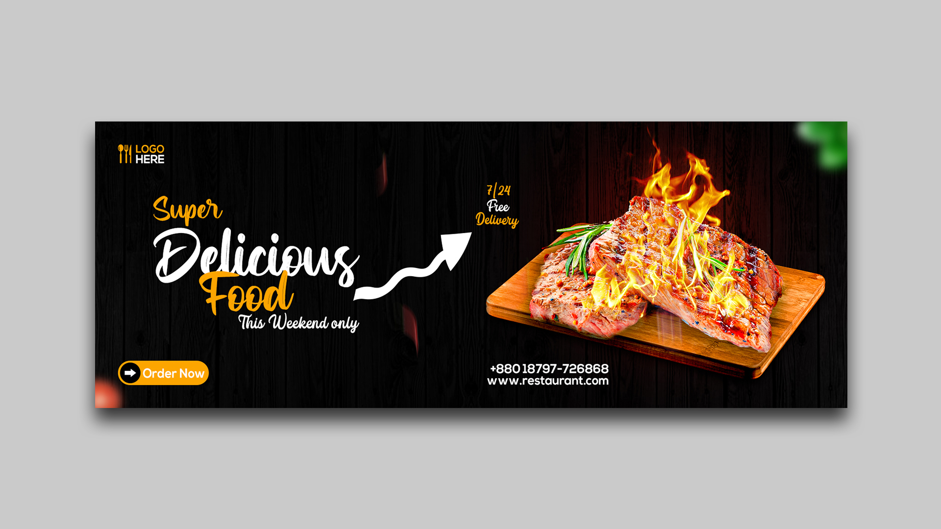 Restaurant Facebook Cover Design PSD MasterBundles