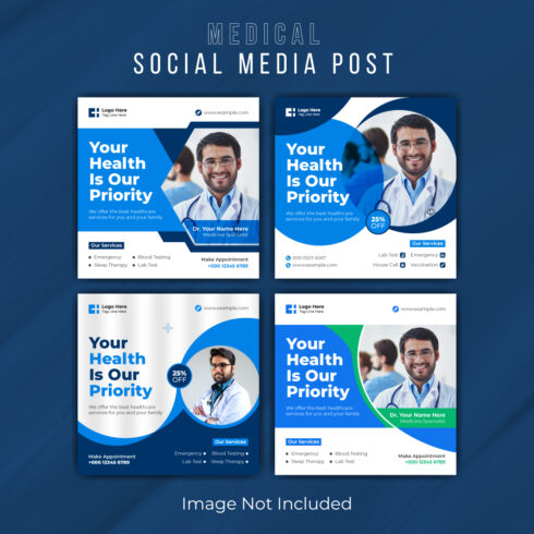 medical healthcare social media post design template 556