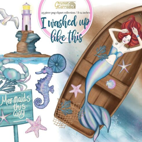 Mermaid Clipart Collection Main Cover.