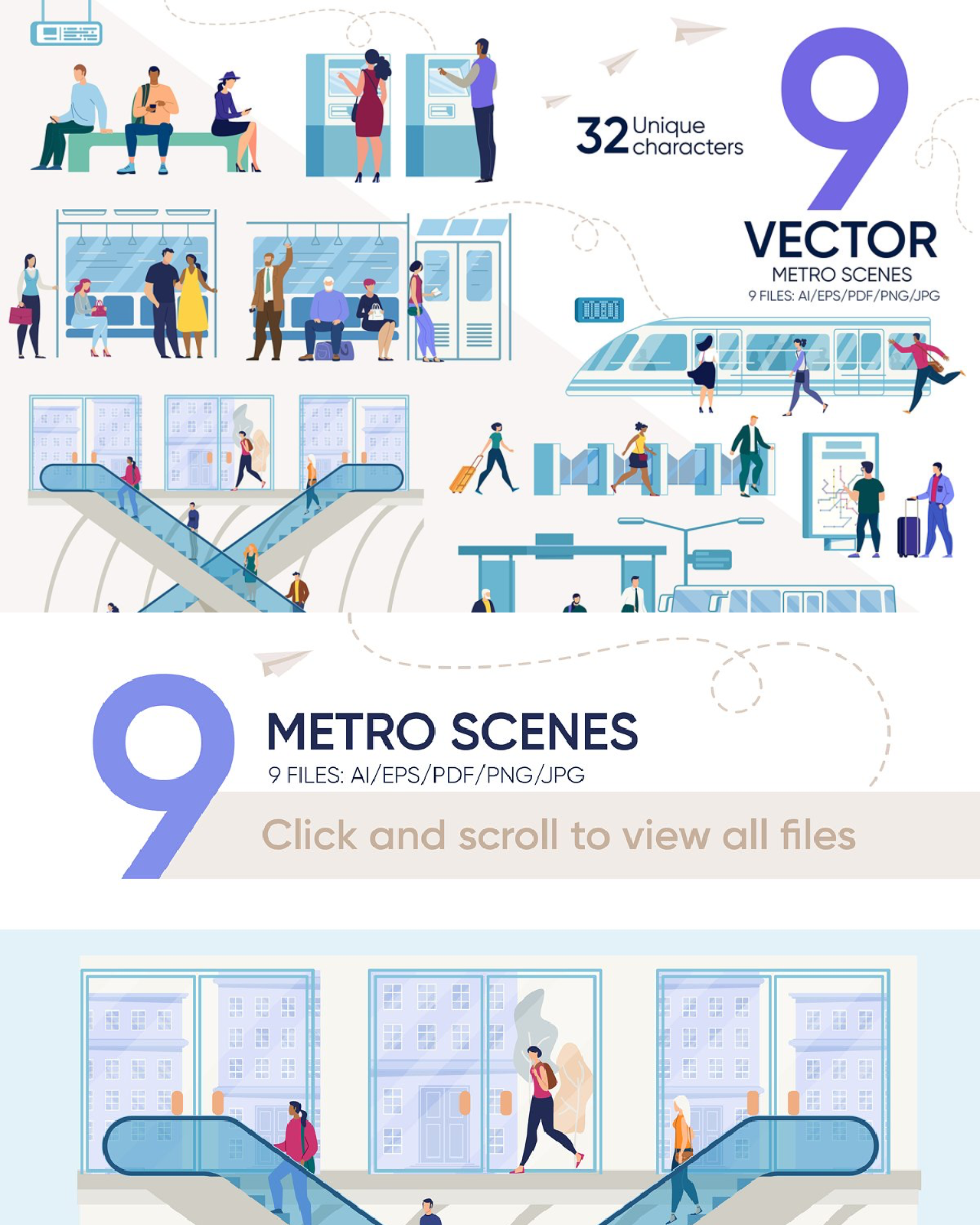 Metro vector scenes pinterest image preview.