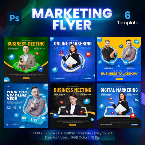 3D Digital Marketing and Corporate Social Media Promotion for Instagram Post Template Set main cover.