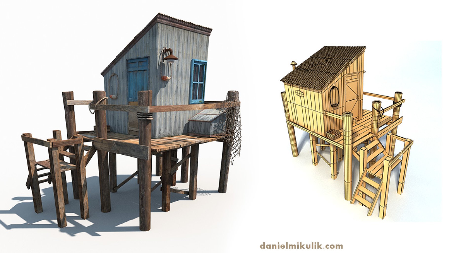 Fishing Cabin 3D model preview.