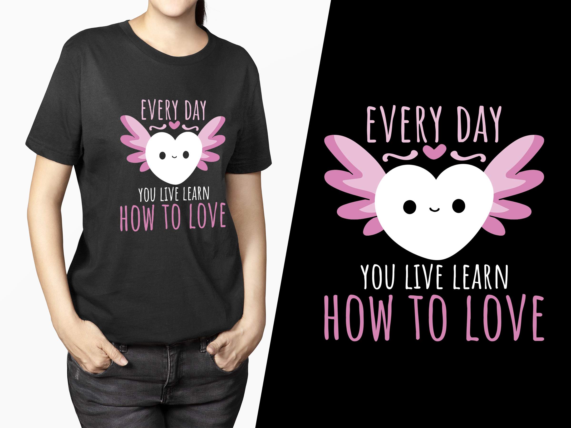 T-shirt Cute Happy Valentines Day Illustration Design Bundle preview image.