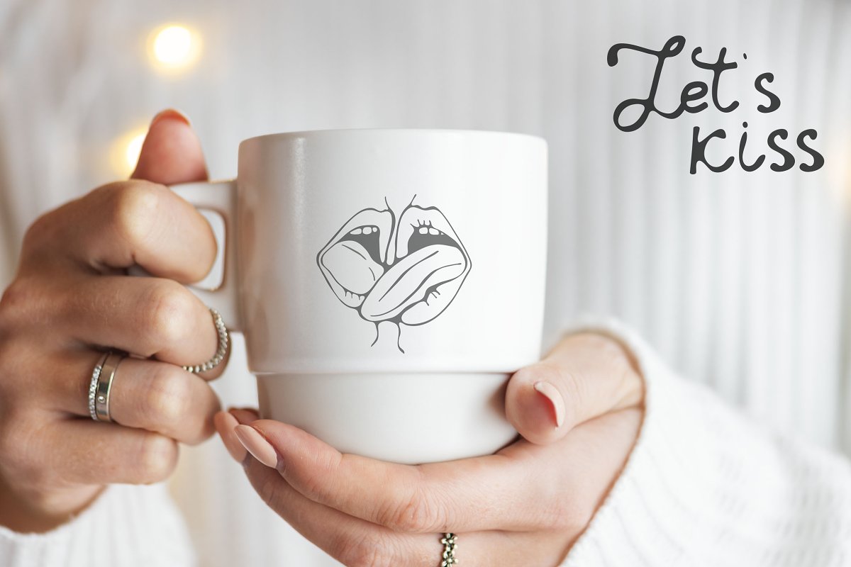 Kisses - themed cup mockup.