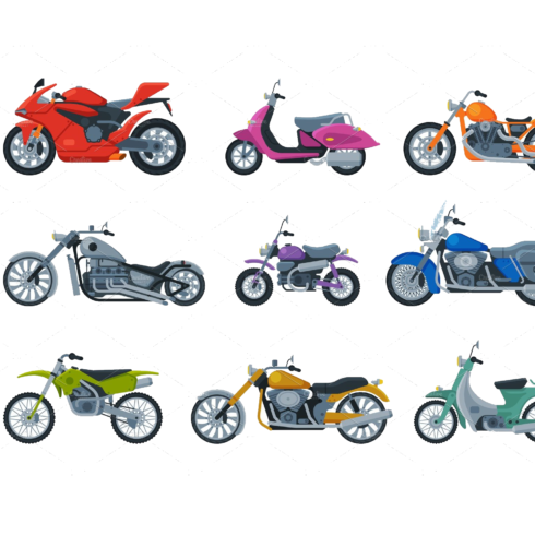 Modern and Retro Motorcycles.