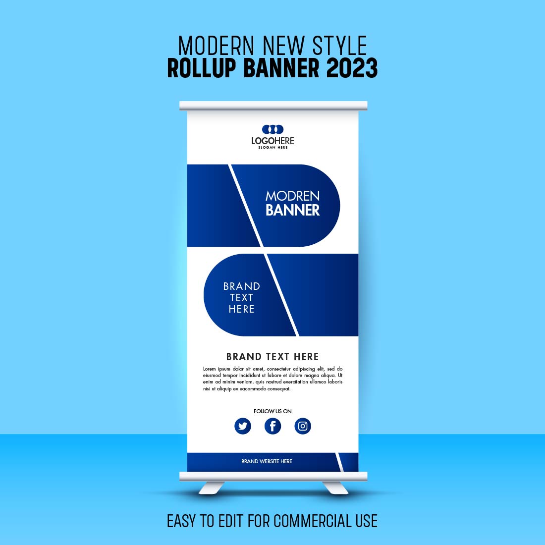 Modern New Style Rollup Banner blue version.