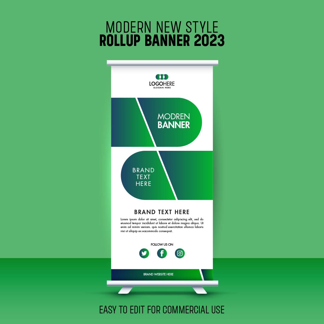 Modern New Style Rollup Banner green color preview.