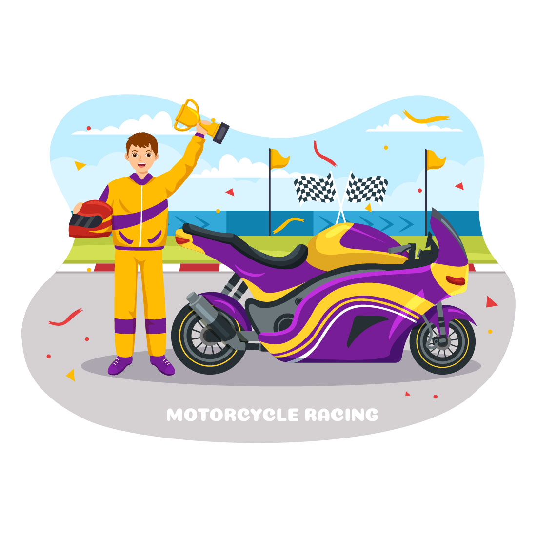 12 Motorcycle Racing Championship Illustration cover image.