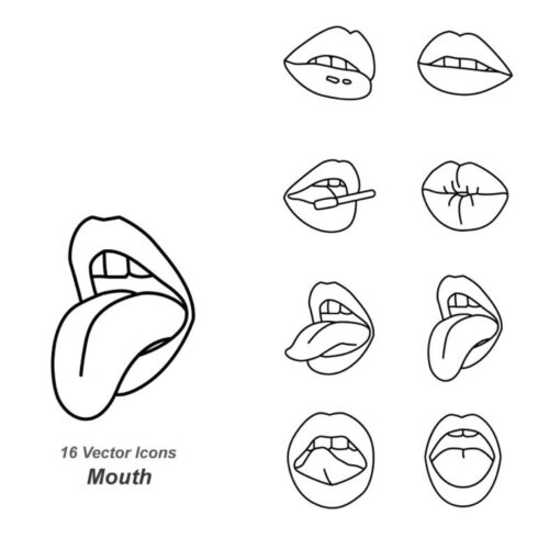 Mouth Outline Vector Icons.