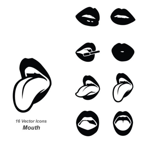 mouth vector black and white
