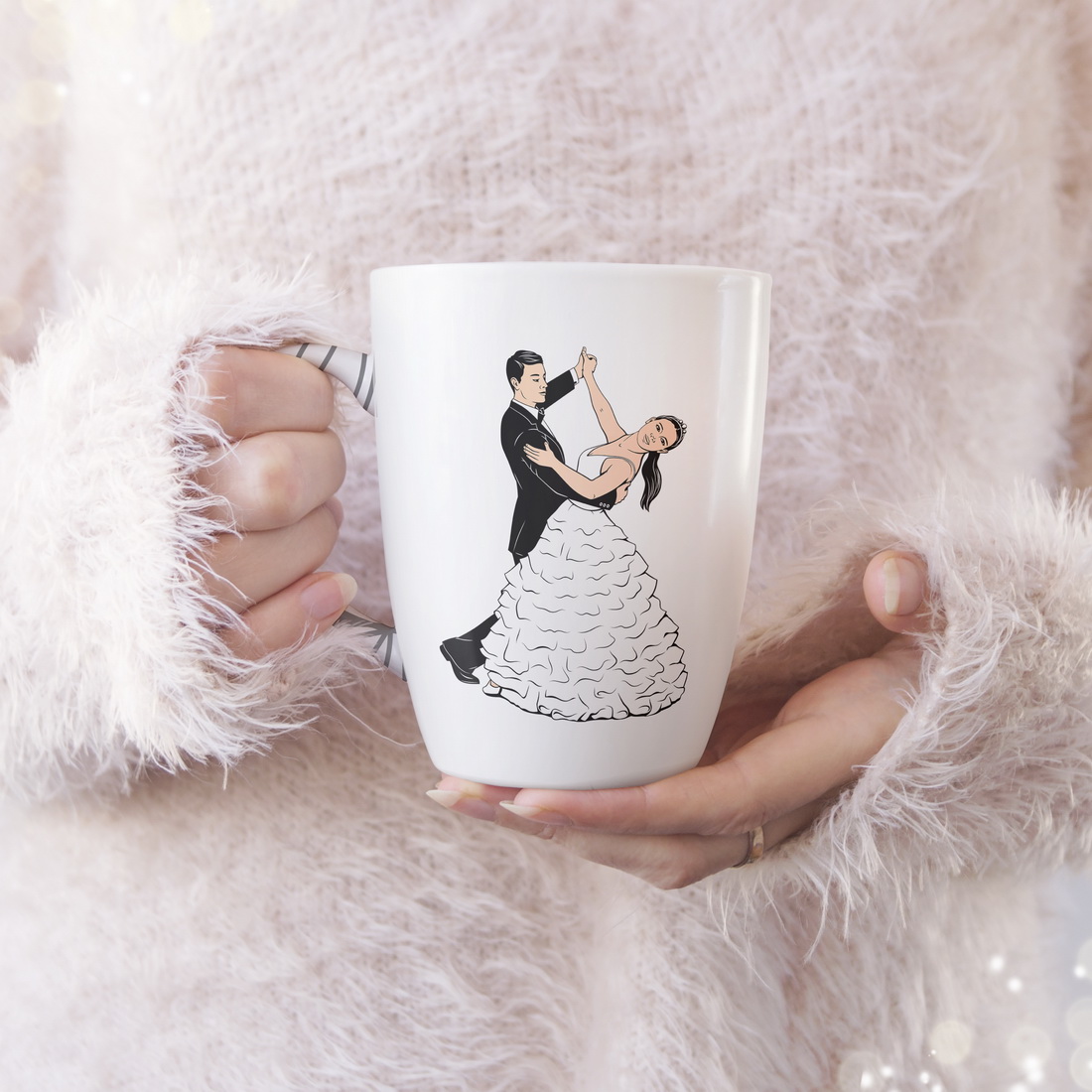 Simple white mug with couple.