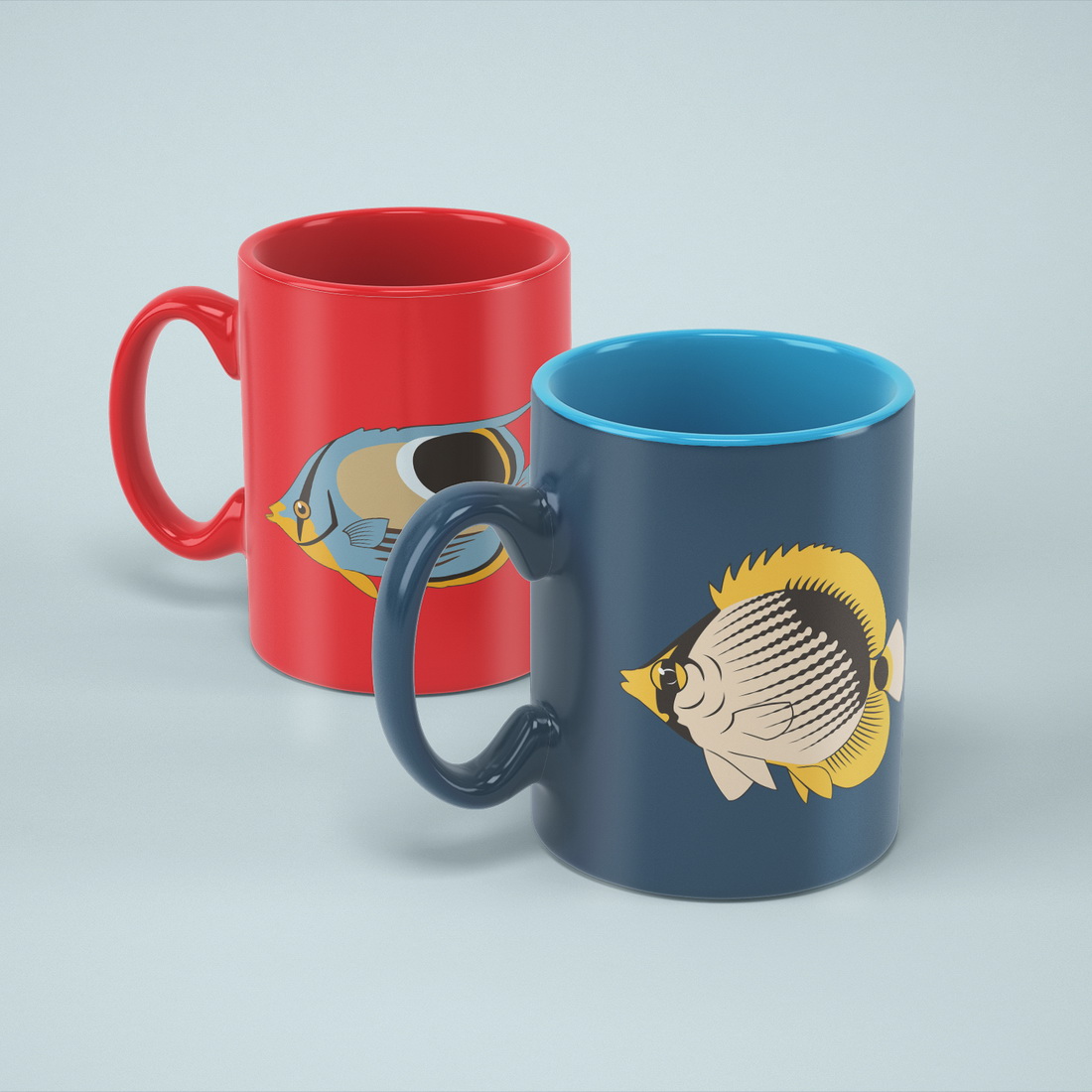 Image of cups with amazing tropical fish print