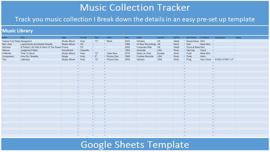 Music Collection Tracker Template preview image.