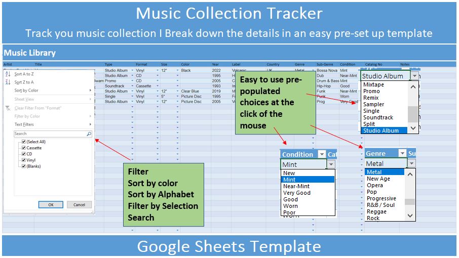 Collection Music Tracker Template preview image.
