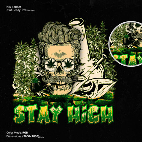 Stay Highâ€“Urban Graphic Streetwear T-Shirt Design main cover.