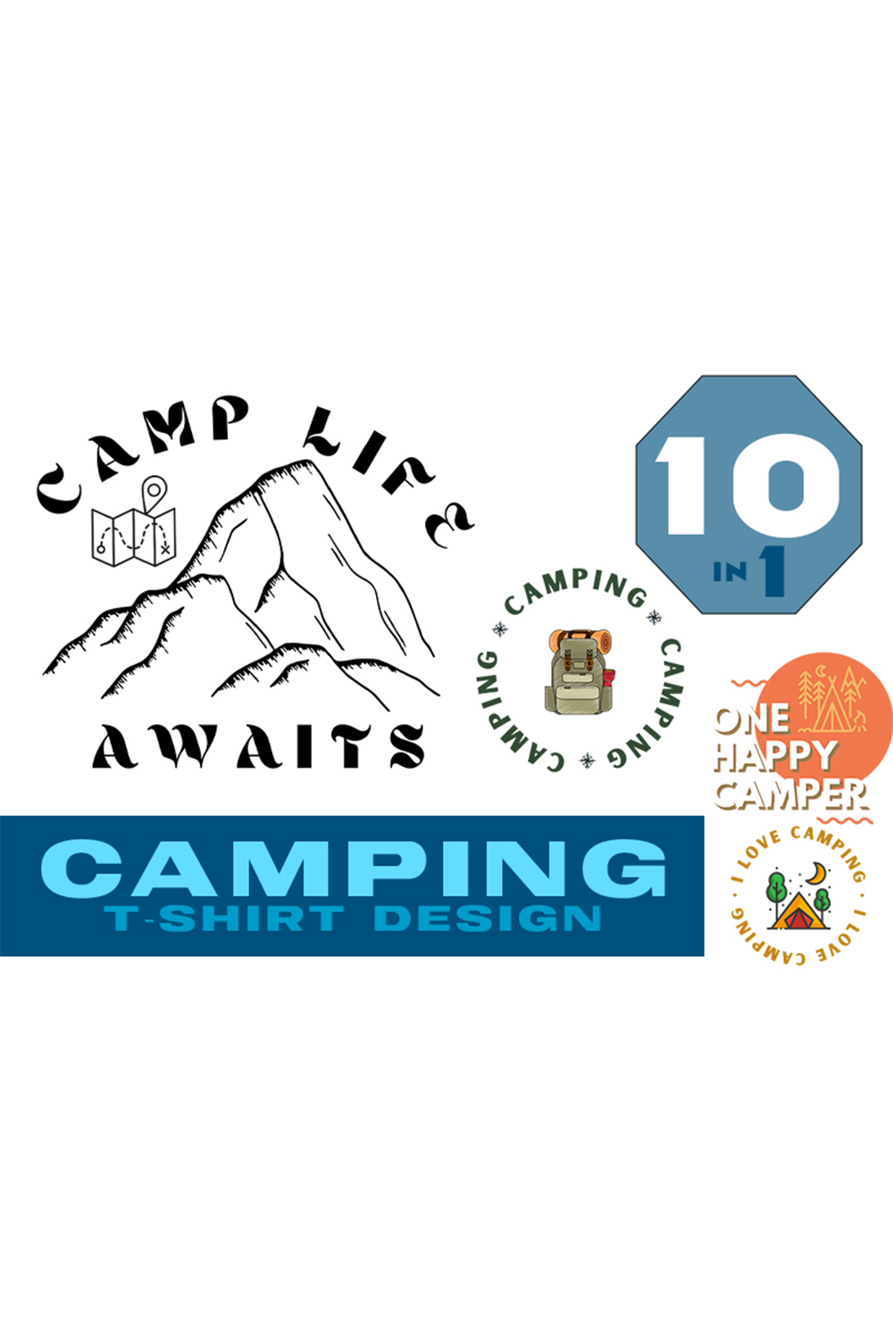 Pack of enchanting images for prints on the theme of wild camping