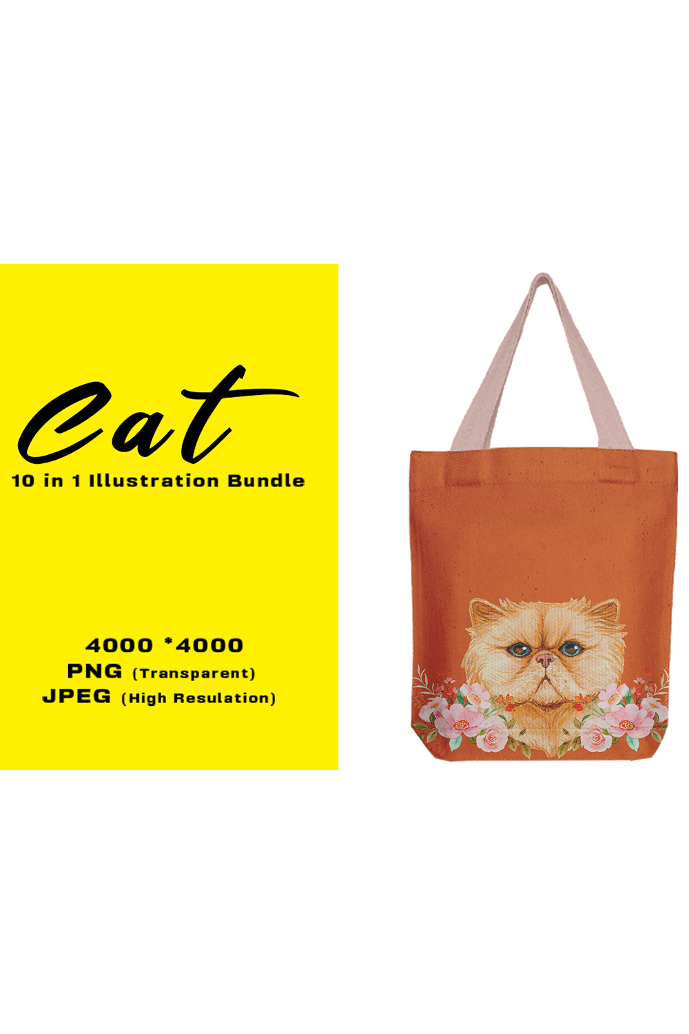 Image of a bag with an irresistible print with a cat