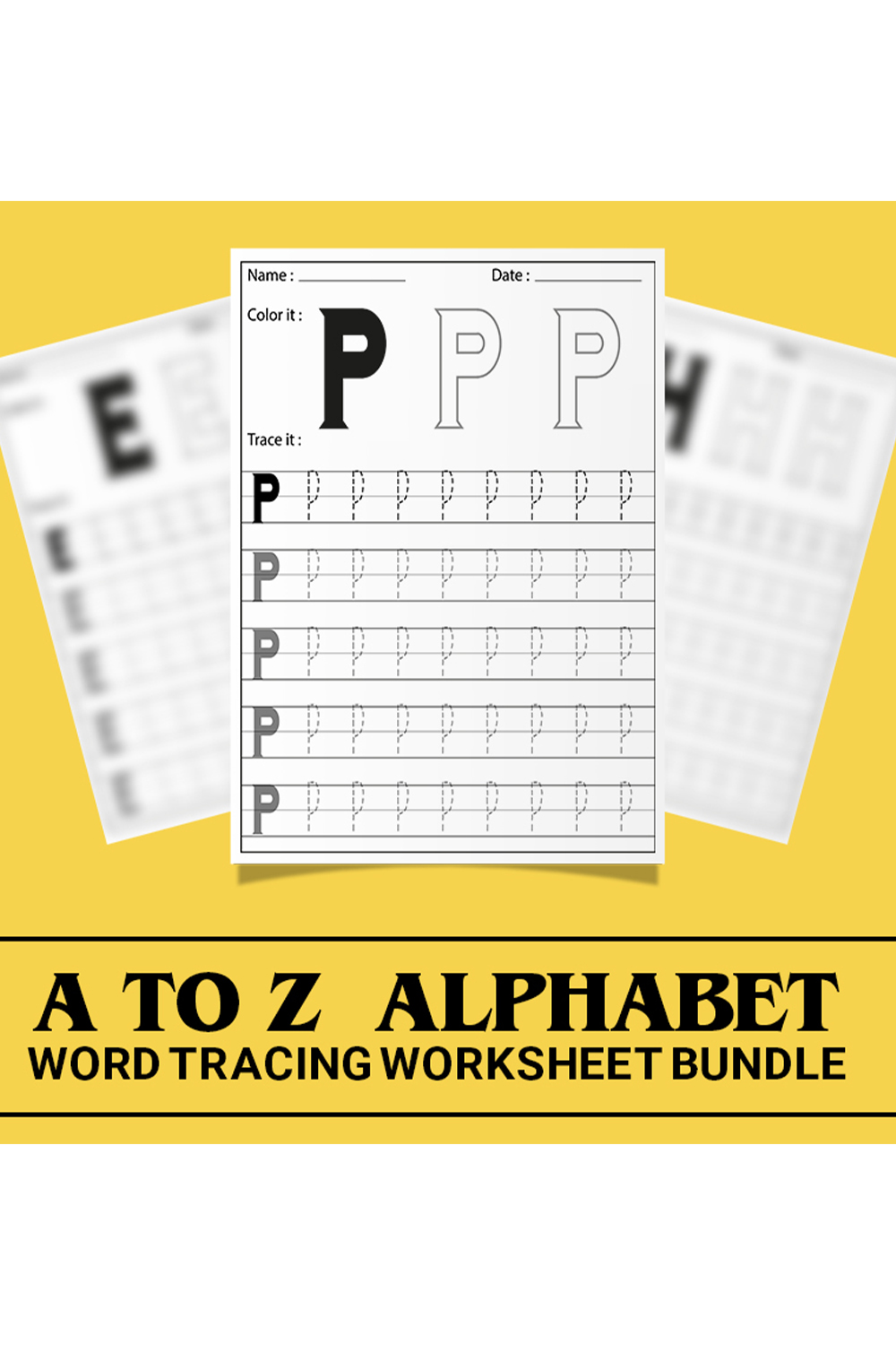 A pack of images of unique sheets for learning letters