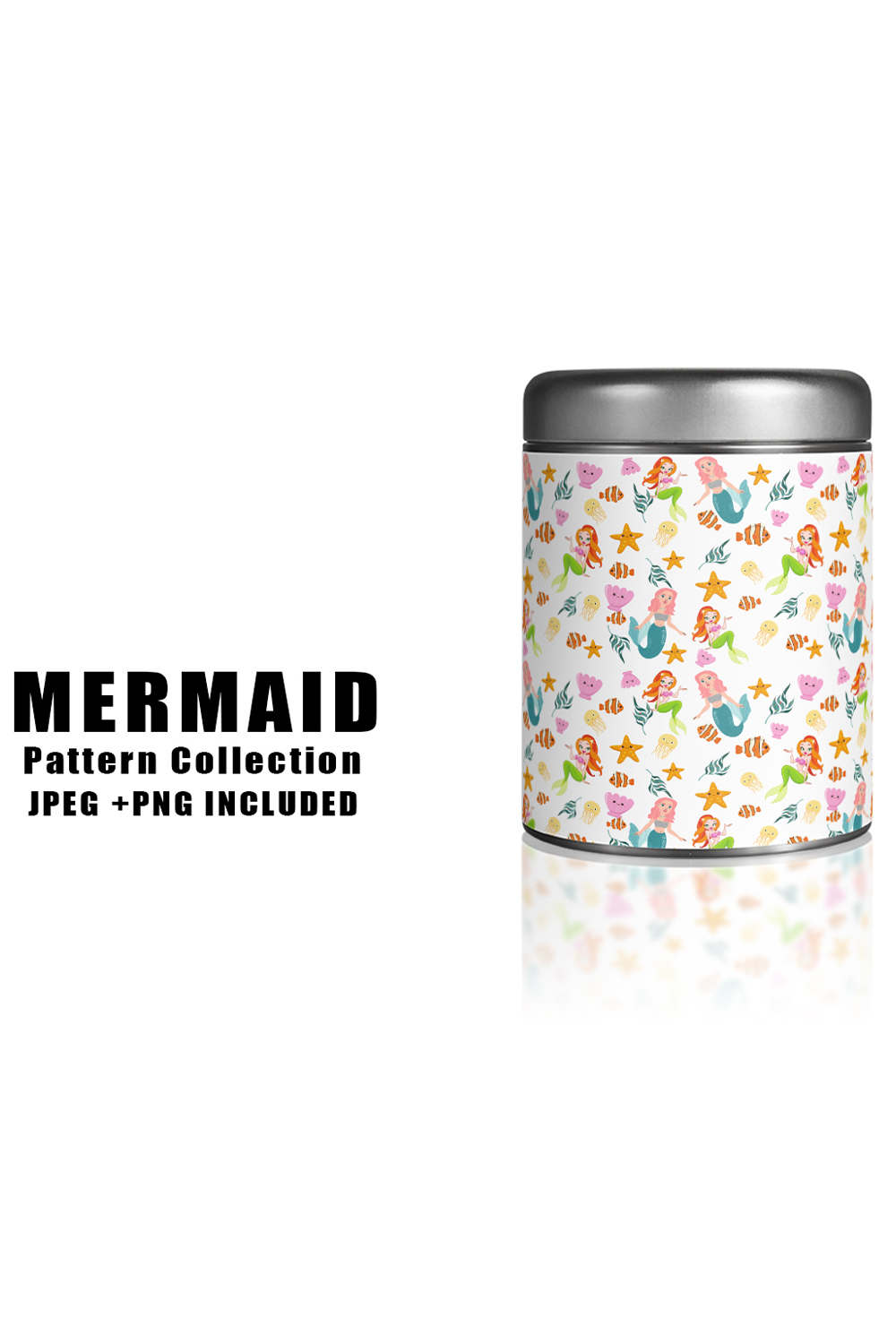 Image of jar with elegant patterns with little mermaid