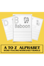 A to Z Uppercase Alphabets Word Tracing Worksheet - MasterBundles