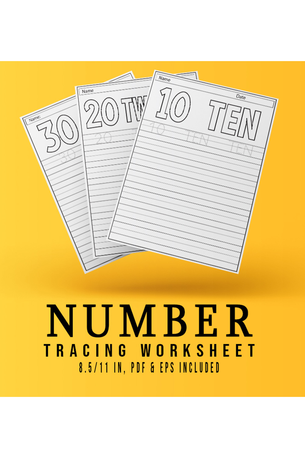 Numbers Tracing Worksheets Design pinterest image.