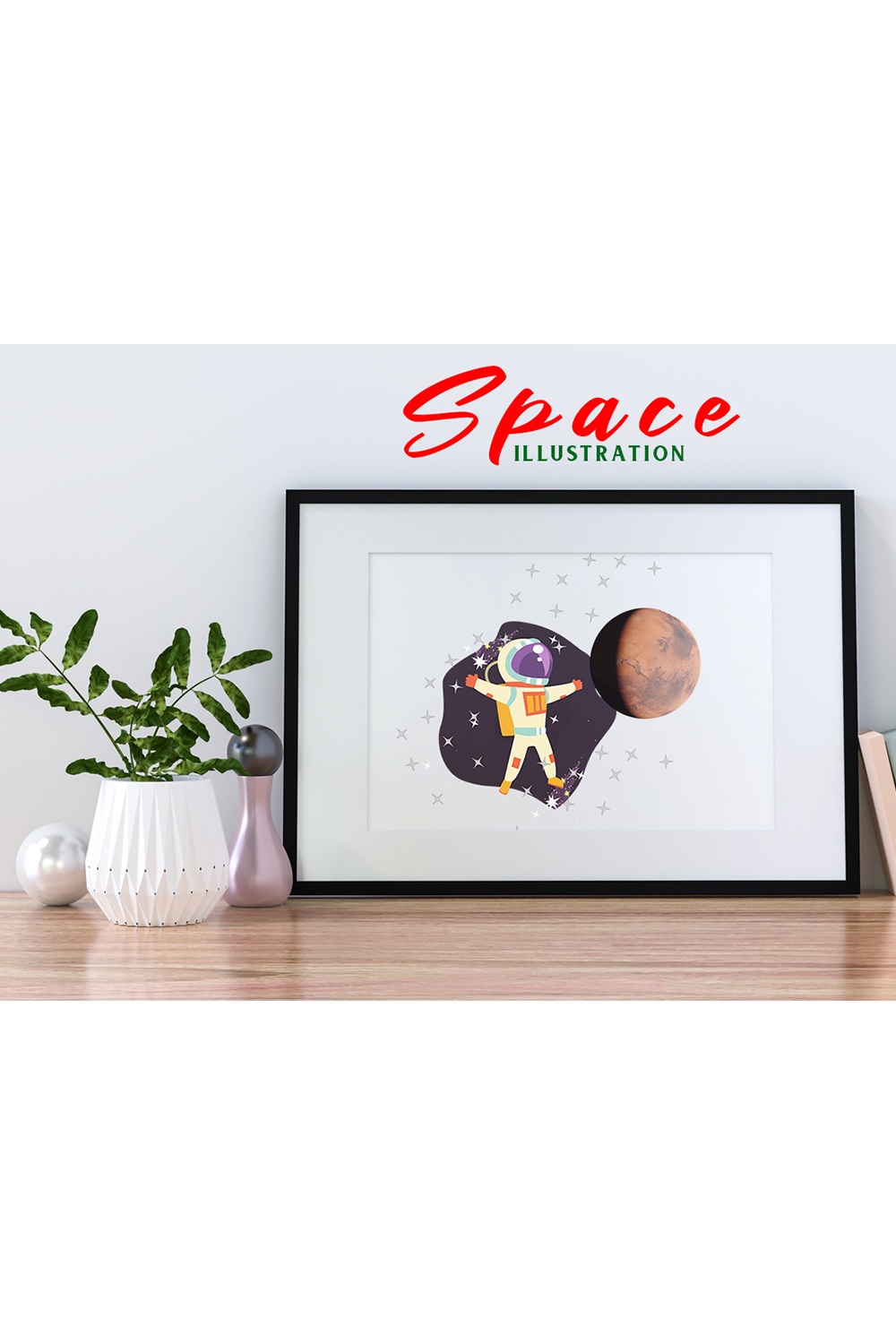 Unique image on the theme of space in a frame