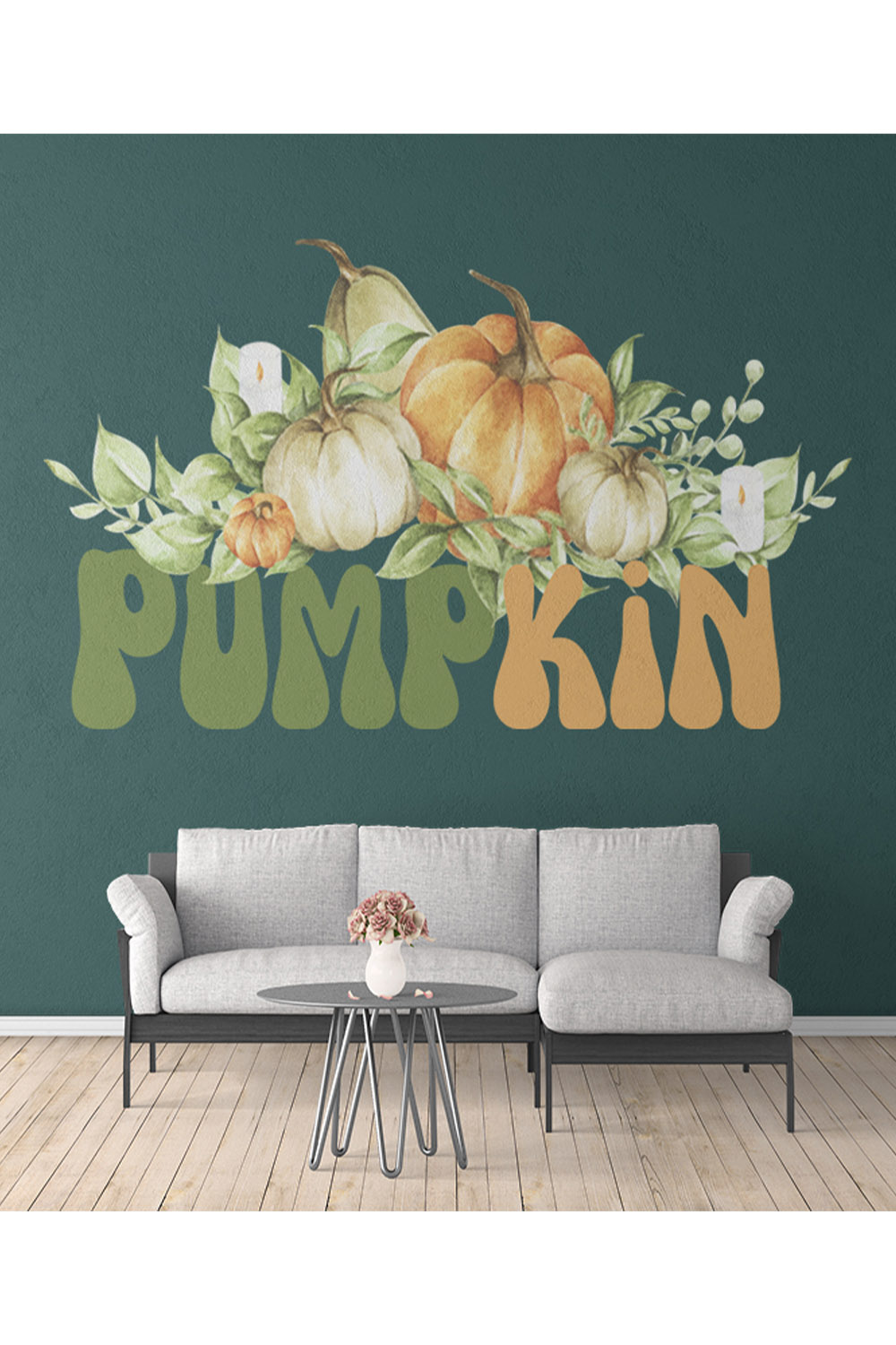 Charming picture of a pumpkin on the wall