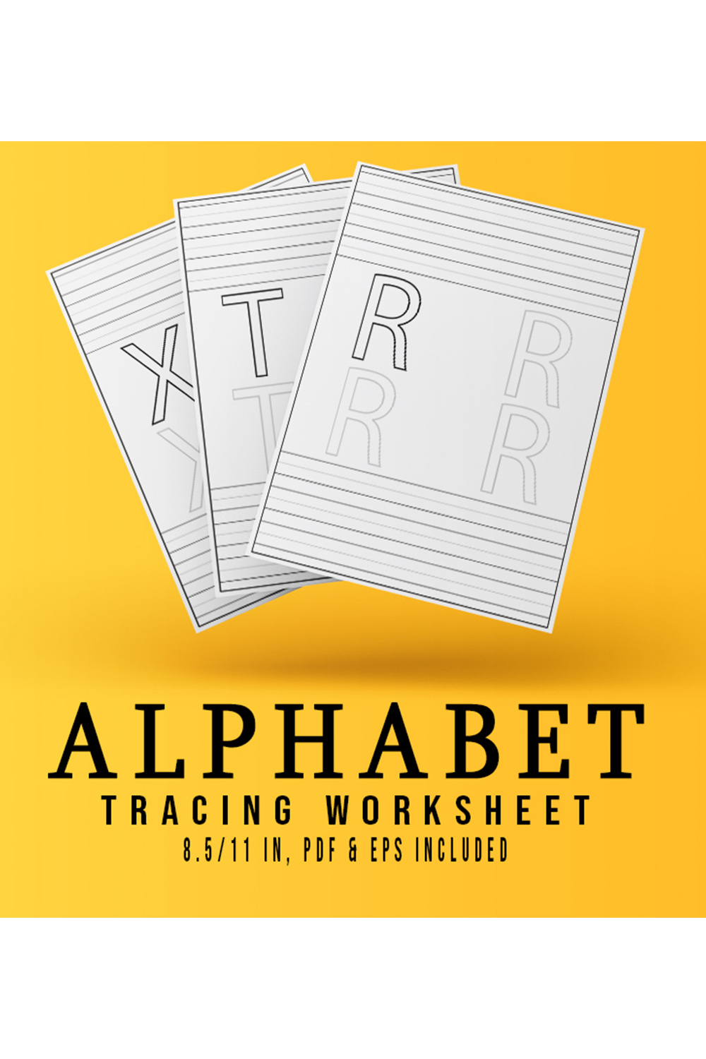 Alphabets A to Z Words Tracing Worksheets Bundle pinterest image.