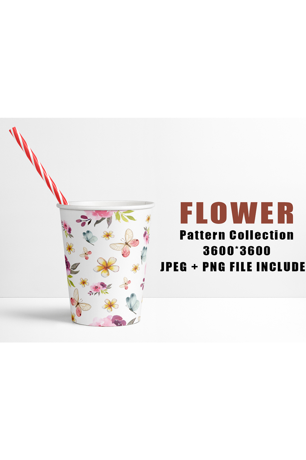 Image of a paper cup with beautiful patterns of flowers