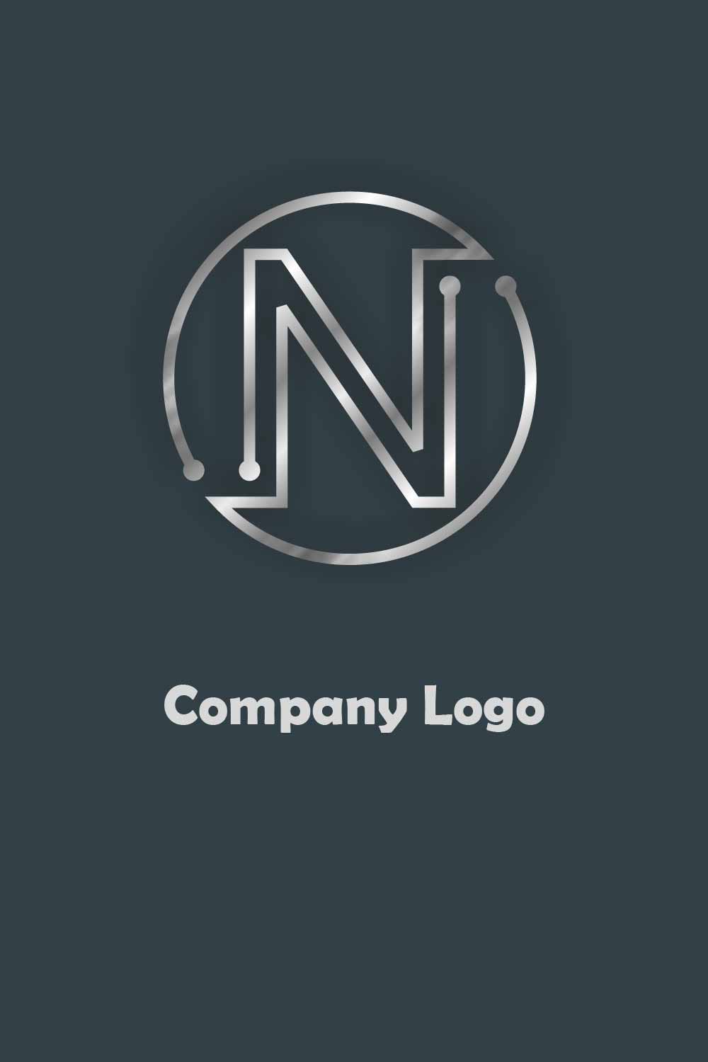 3D Steel texture N letter logo and monogram Design pinterest preview image.