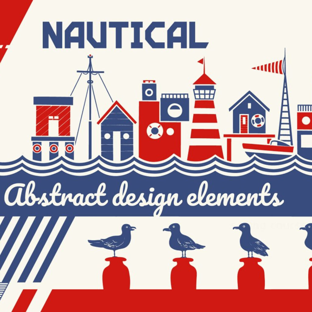 Abstract Nautical Graphics Nautical Abstract Retro Decorations – MasterBundles