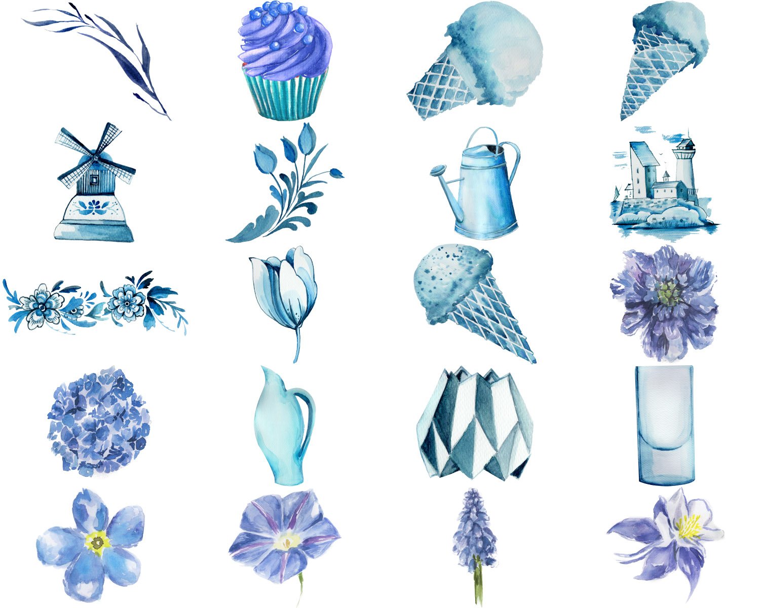 Nautical Watercolor Clipart Bundle items preview.