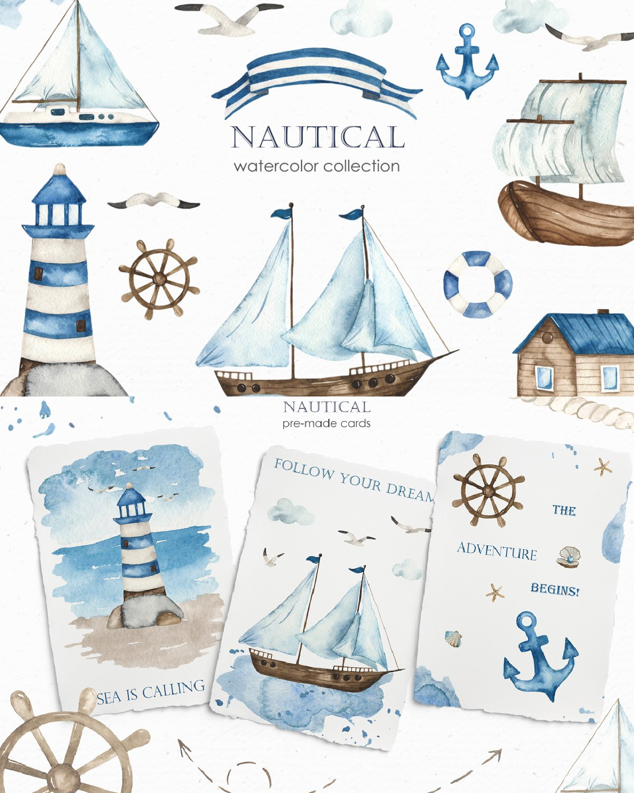 Nautical watercolor collection pinterest image preview.