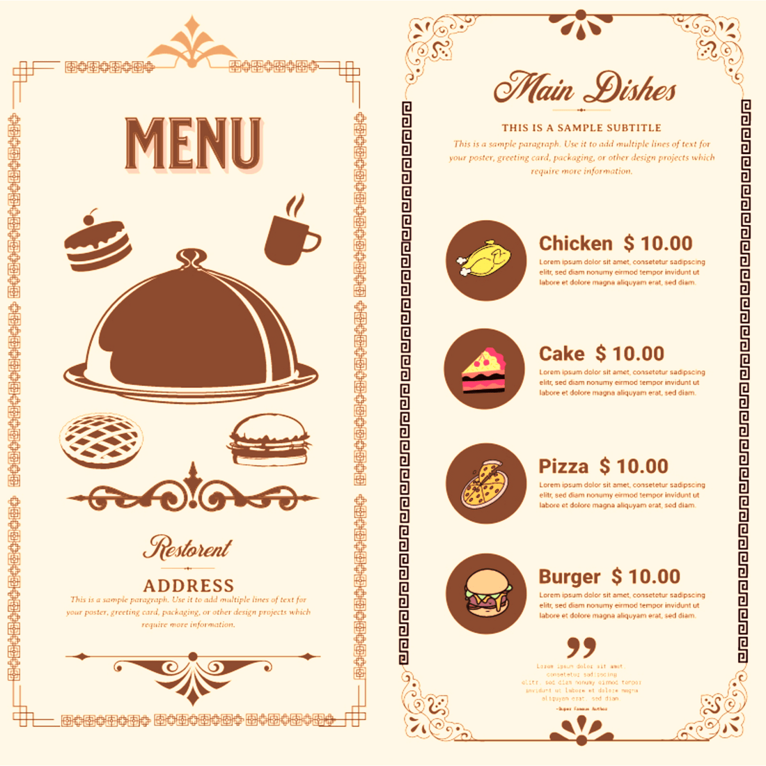 Restaurant Food Menu Template Design Masterbundles