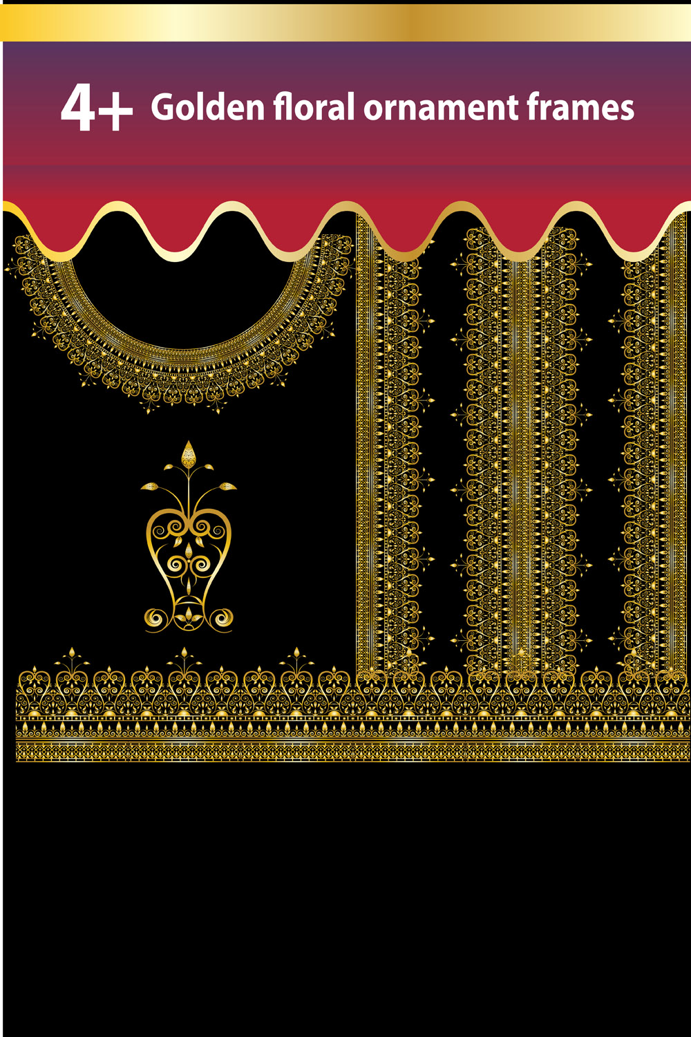 new style golden woman dress ornament frames design vector around neck 370