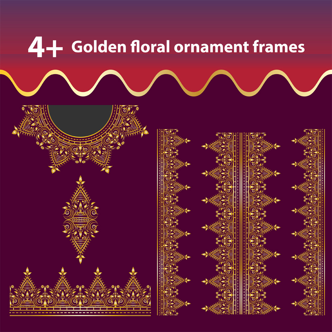 new style golden woman dress ornament frames design vector around neck and ches 541