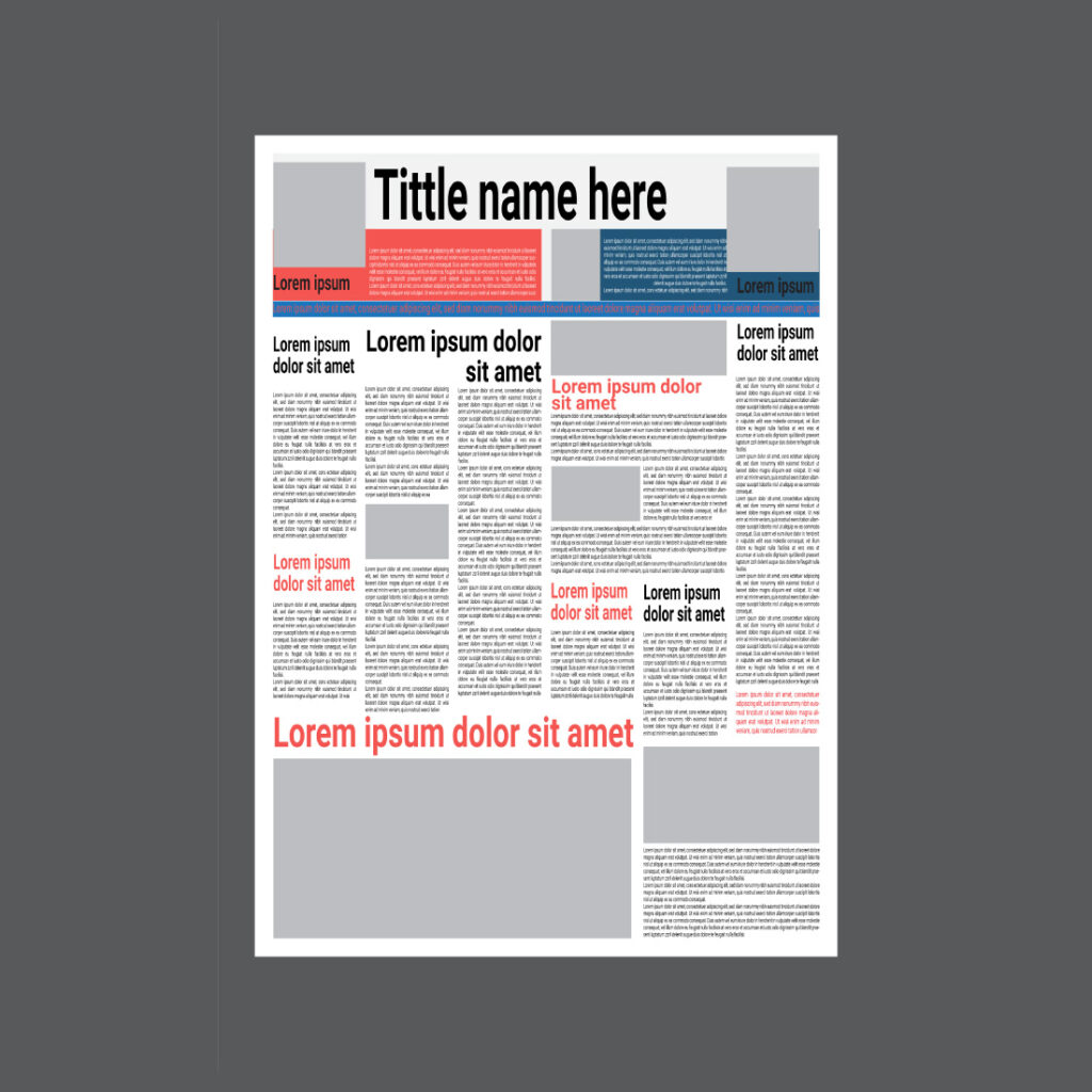 Newspaper column. Printed sheet of news paper with article text and ...